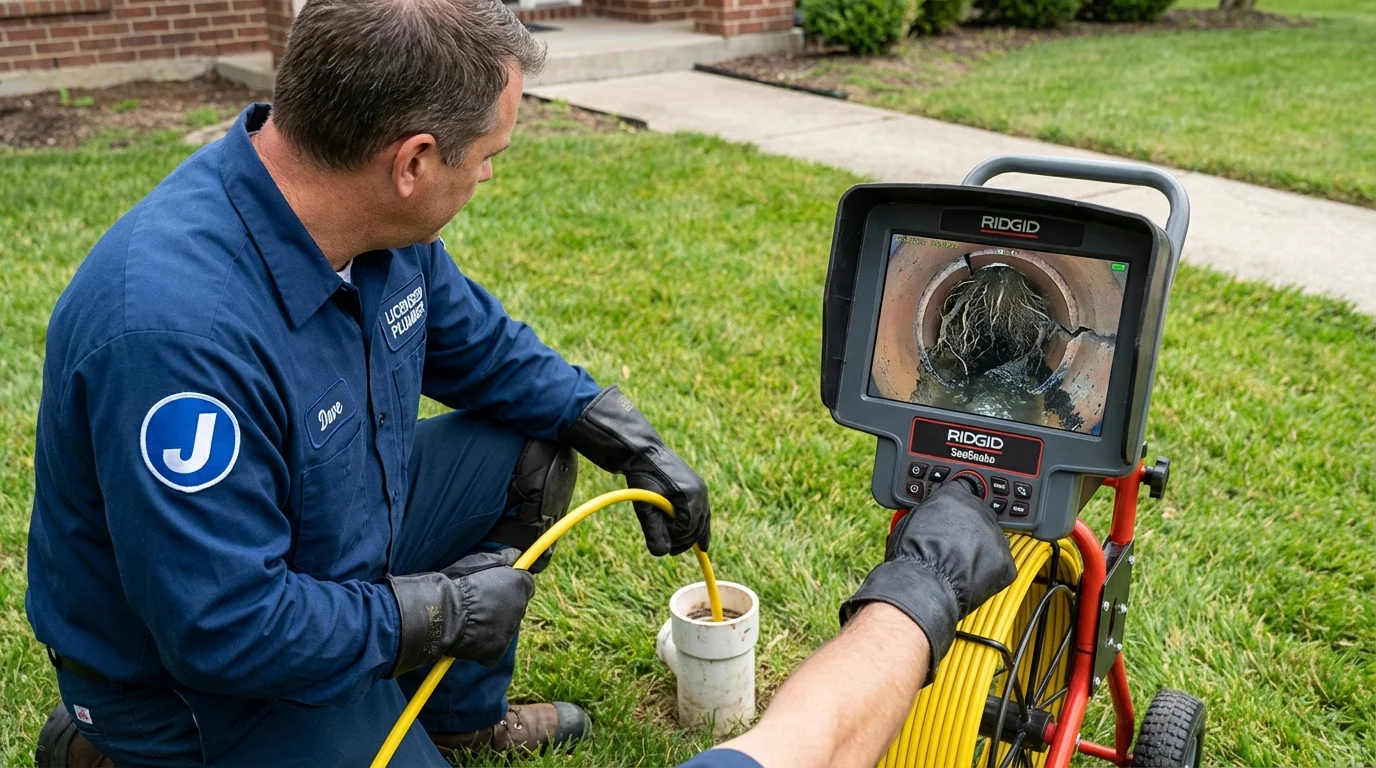 Sewer camera inspection being performed by Johns Plumbing LLC in Tipp City